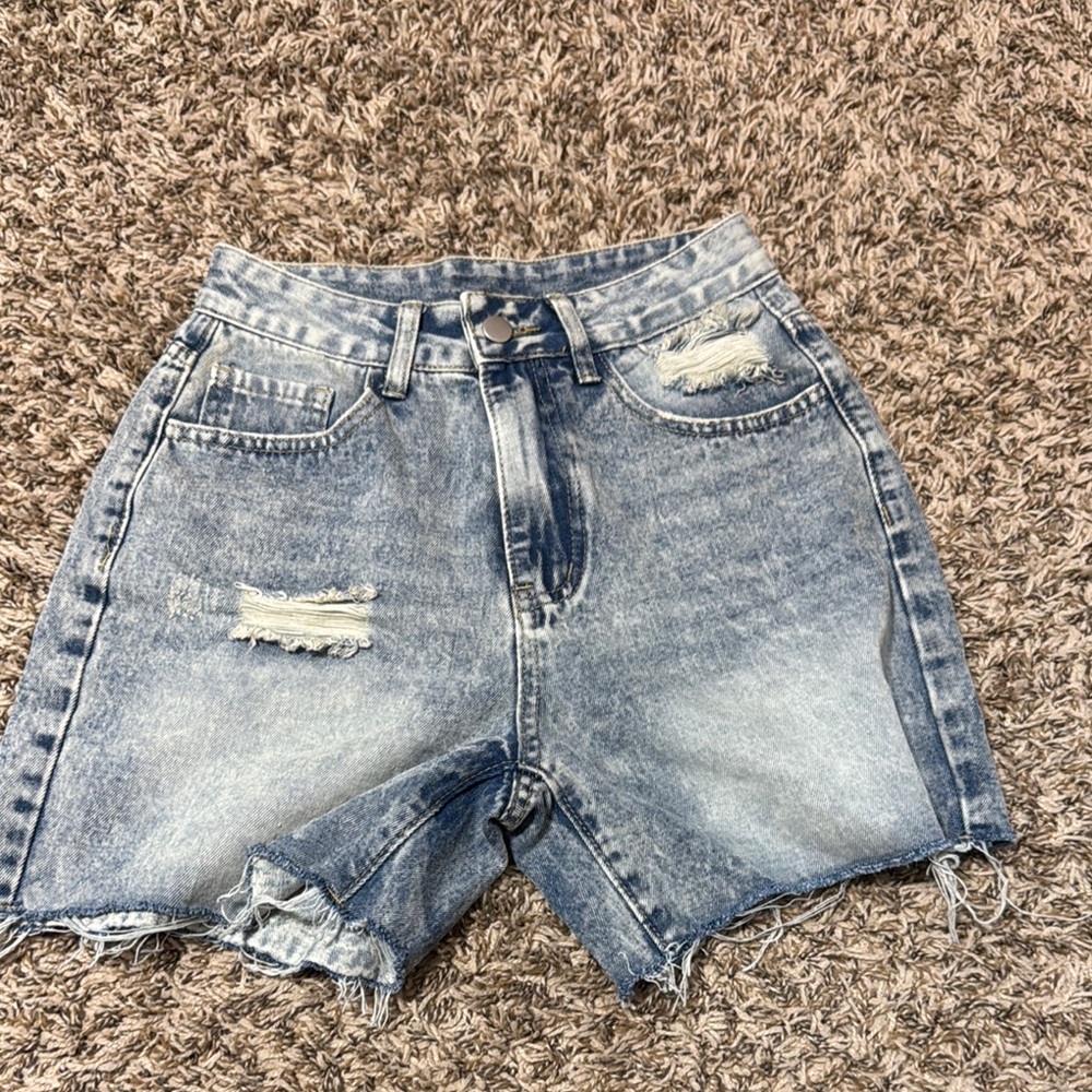 SHEIN Blue Jean Shorts Distressed